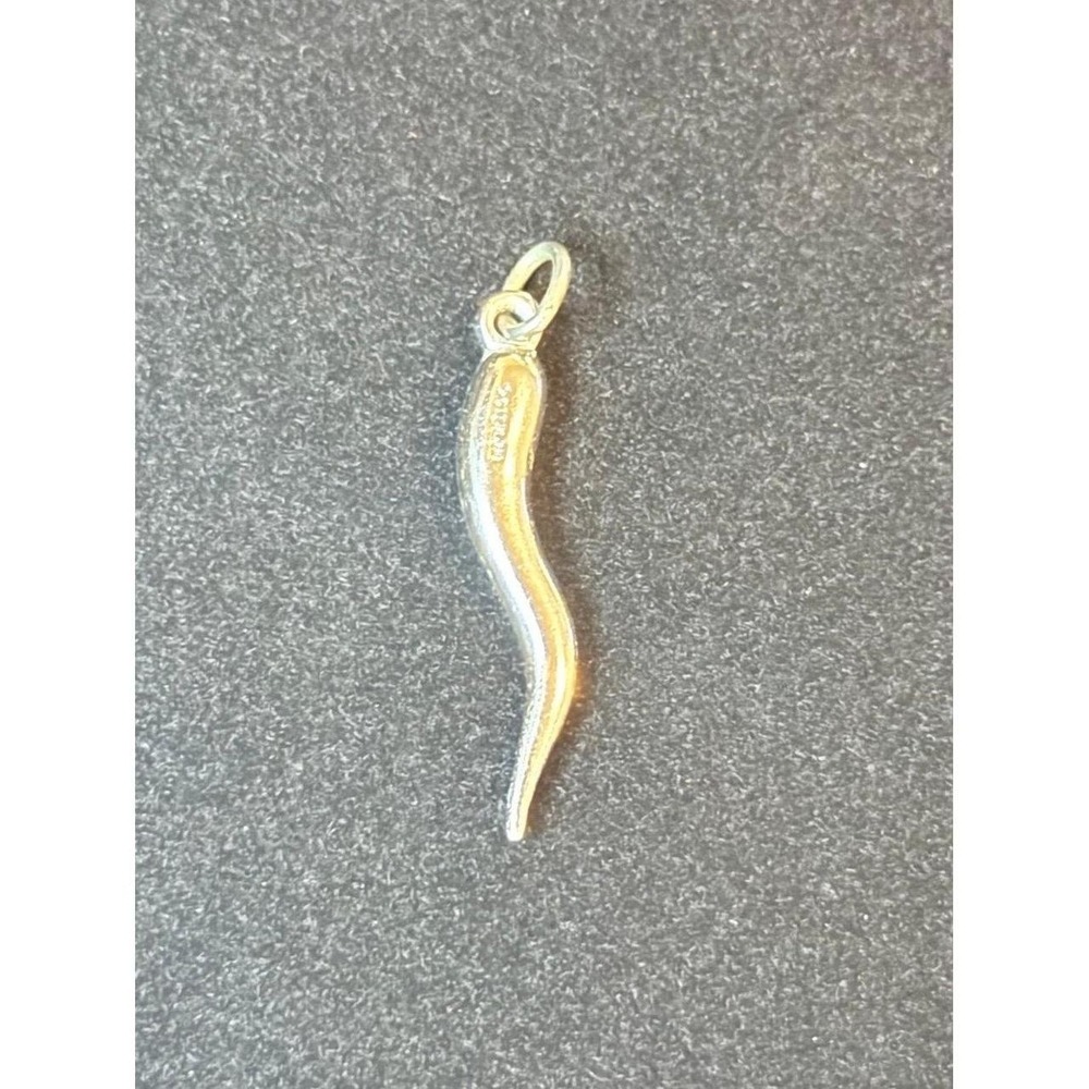 Sterling Silver Italian Horn Charm Pendant Stamped "STERLING" - Picture 2 of 5